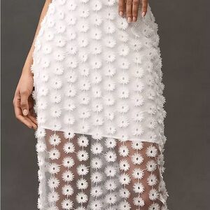 Anthropologie White Textured Skirt
